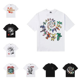 Hell Star Retro Print Pure Cotton Short-Sleeve T-Shirt-5512  